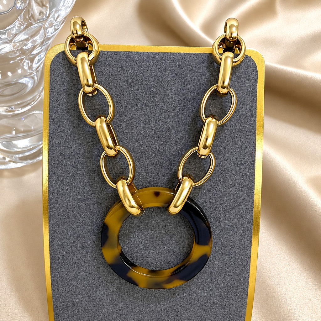 Classy Tortoise Shell Chain Necklace