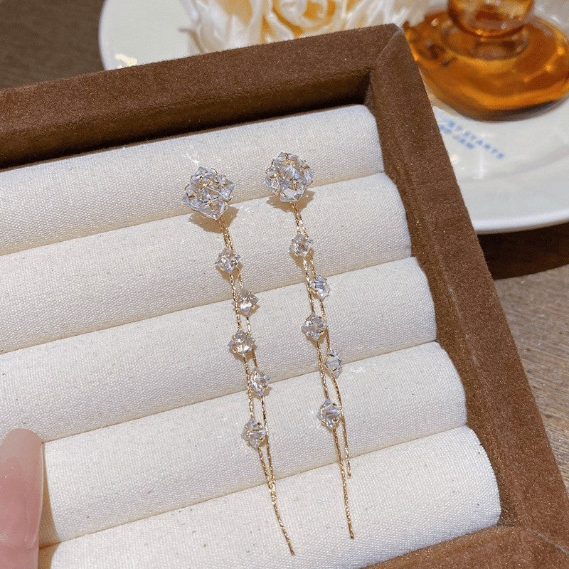 Elegant Zircon Tassel Drop Earrings