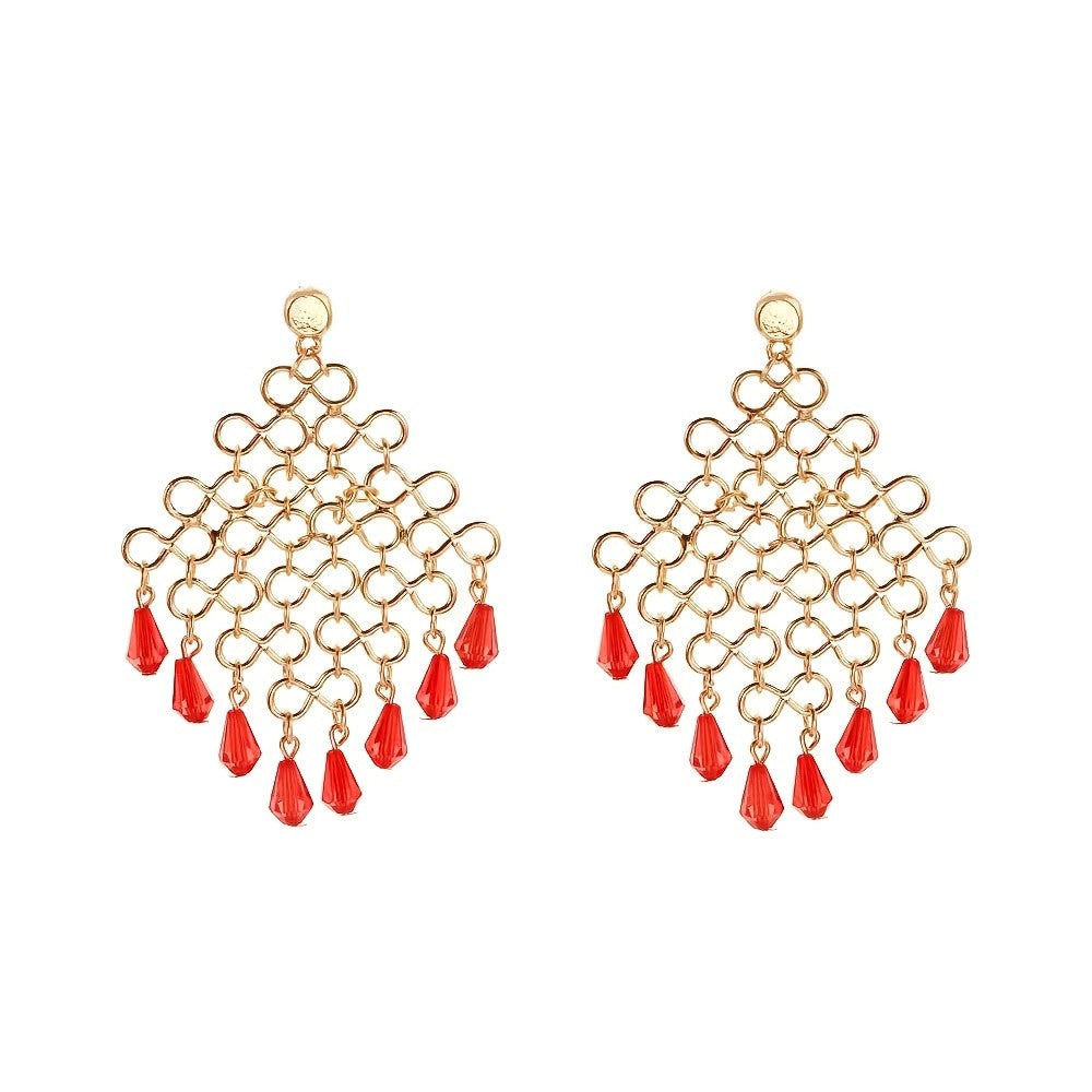 Boho Amber Crystal Mesh Earrings
