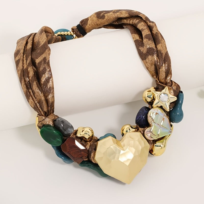 Boho Vintage Heart Statement Necklace