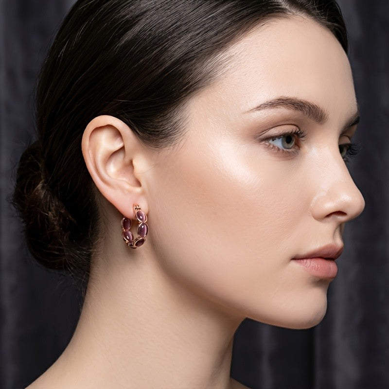 Vintage Cat Eye Huggie Hoop Earrings