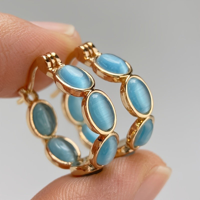 Vintage Cat Eye Huggie Hoop Earrings