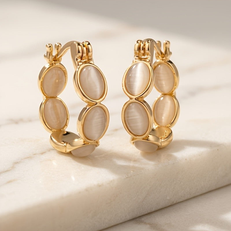 Vintage Cat Eye Huggie Hoop Earrings