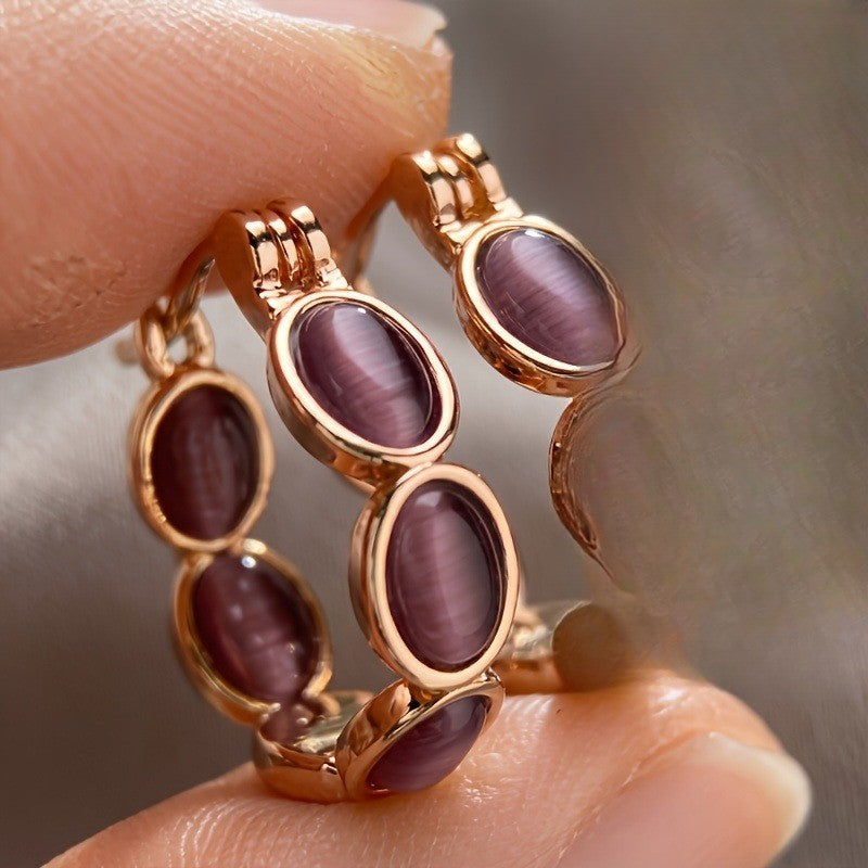 Vintage Cat Eye Huggie Hoop Earrings