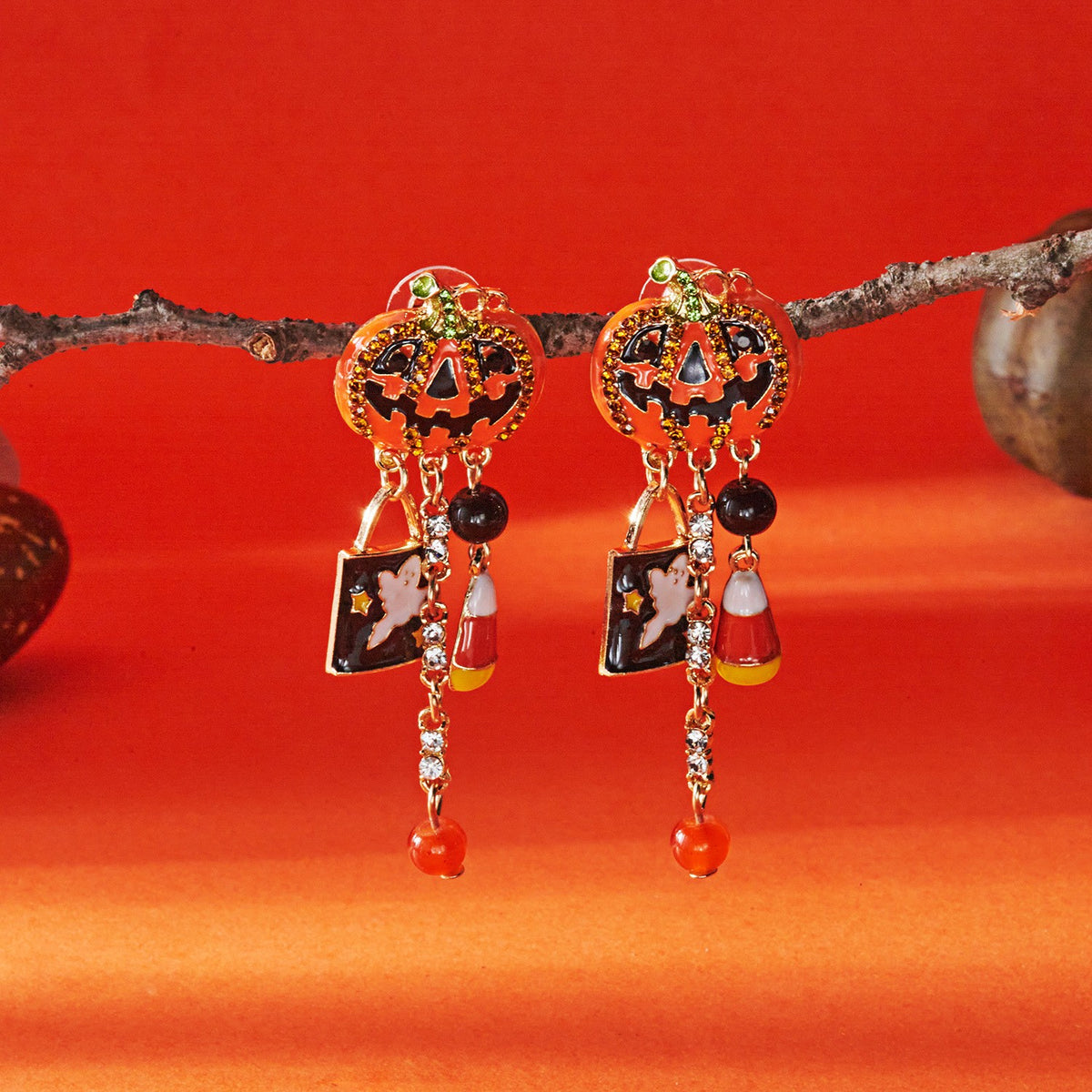 Cute Halloween Pumpkin Ghost Dangle Earrings