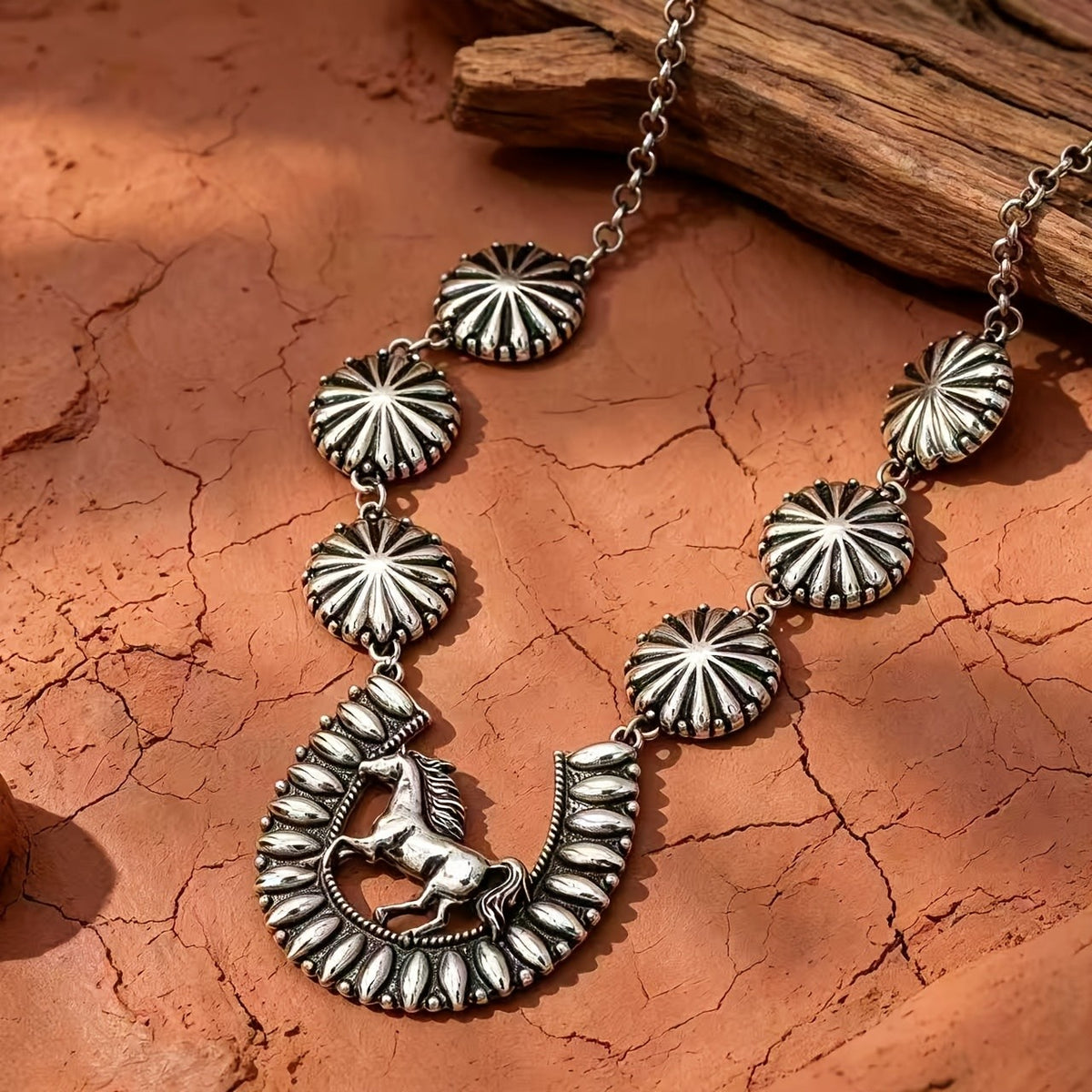 Vintage Western Horse Concho Necklace