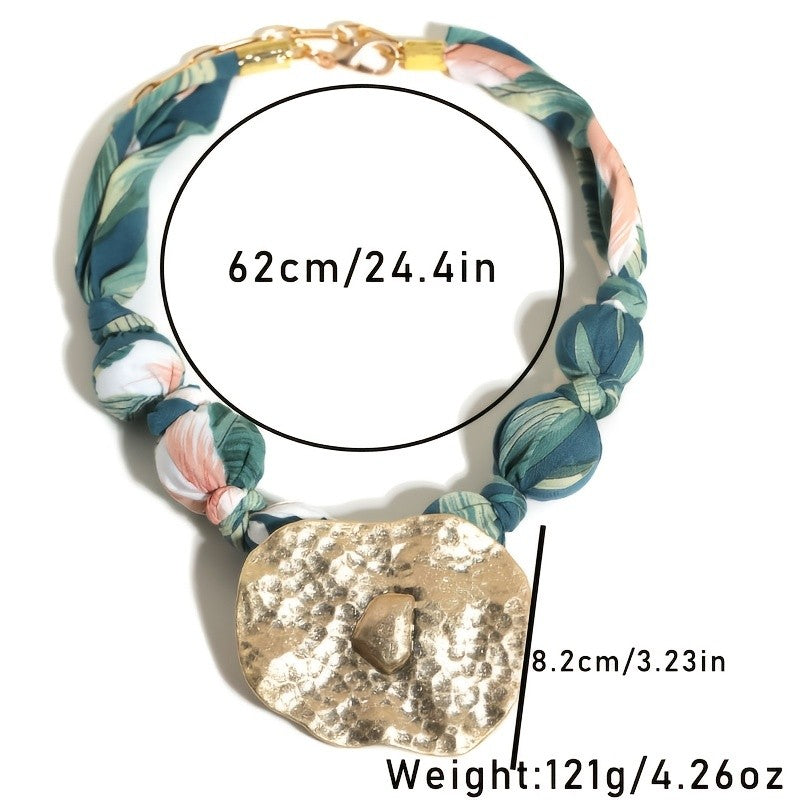 Boho Knotted Floral Disc Necklace