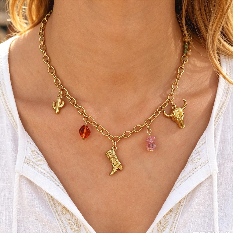 18k Boho Merlot Sun Heart Necklace