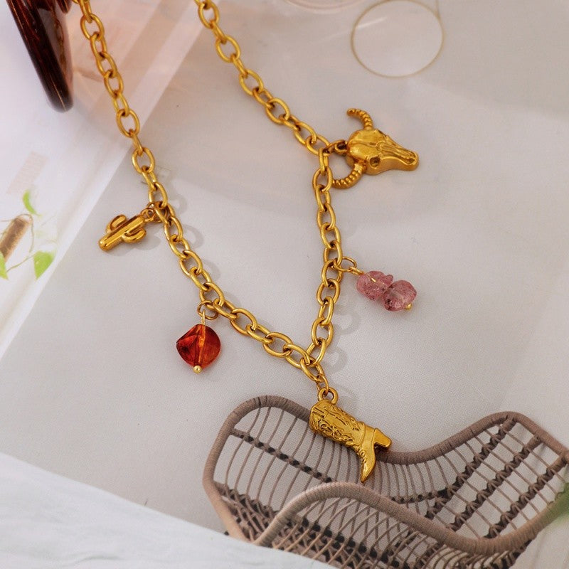 18k Boho Merlot Sun Heart Necklace
