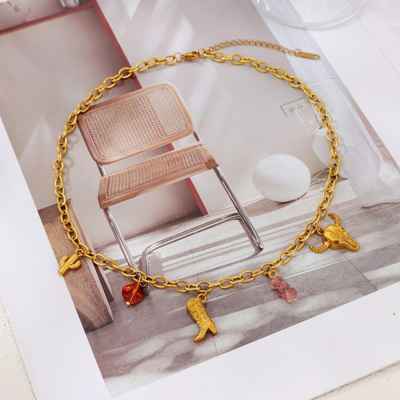 18k Boho Merlot Sun Heart Necklace