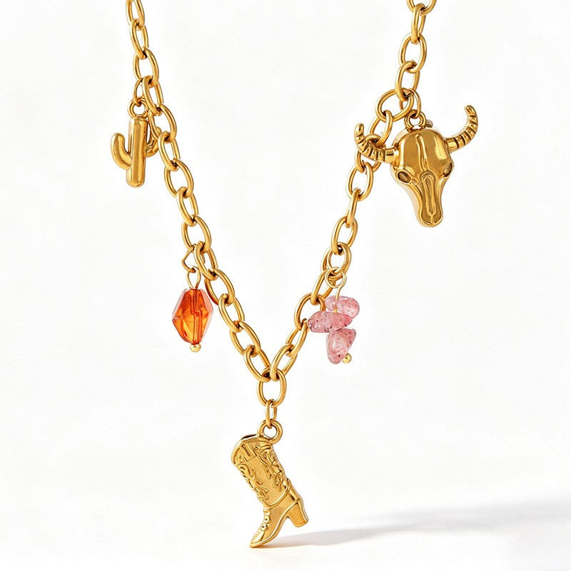 18k Boho Merlot Sun Heart Necklace