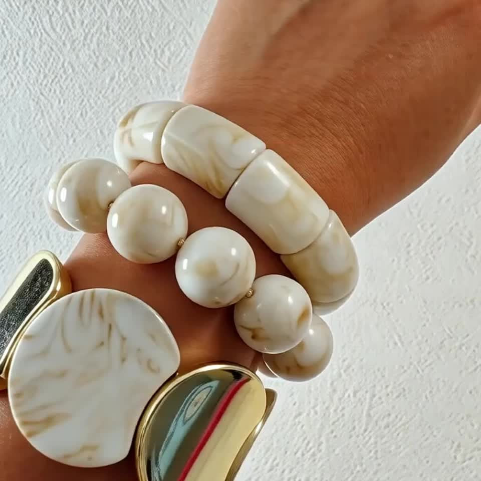 3pc Vintage Marbled Acrylic Bracelet Set