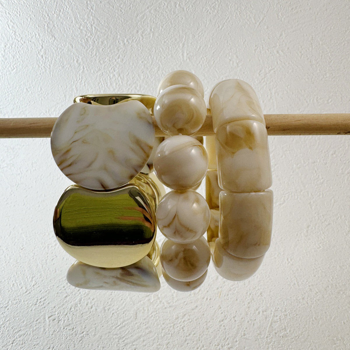 3pc Vintage Marbled Acrylic Bracelet Set