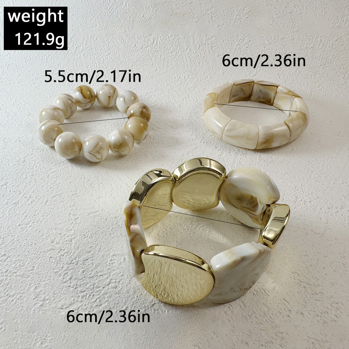 3pc Vintage Marbled Acrylic Bracelet Set
