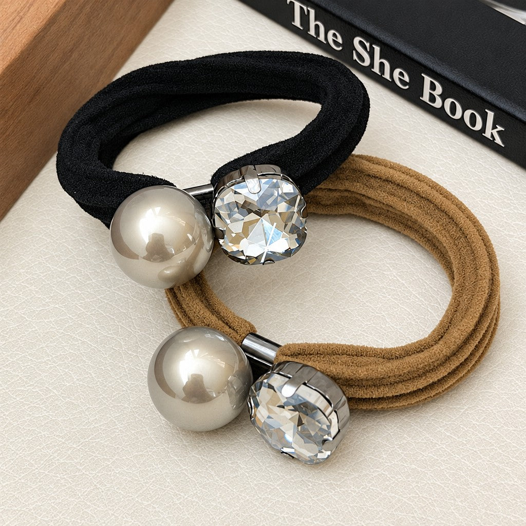 Classy Pearl Heart Hair Tie Set