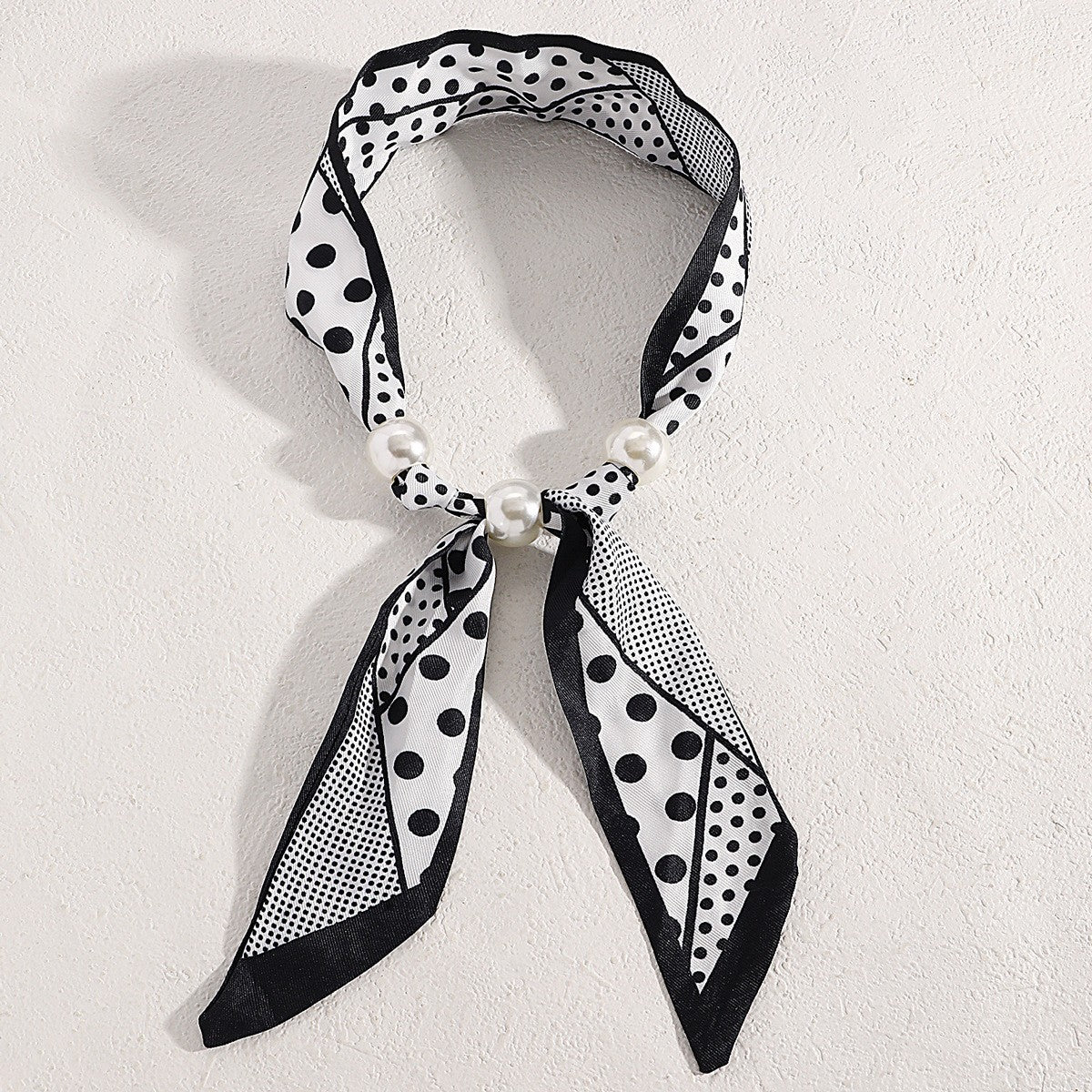 Elegant Botanical Print Scarf Pearl Necklace & Bracelet Set