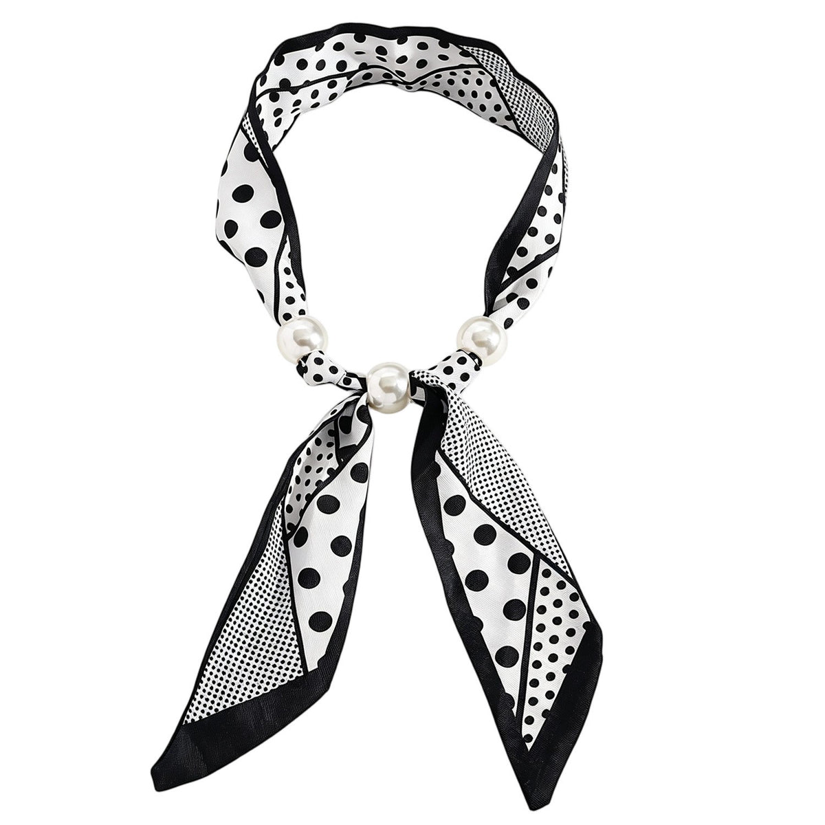 Elegant Botanical Print Scarf Pearl Necklace & Bracelet Set