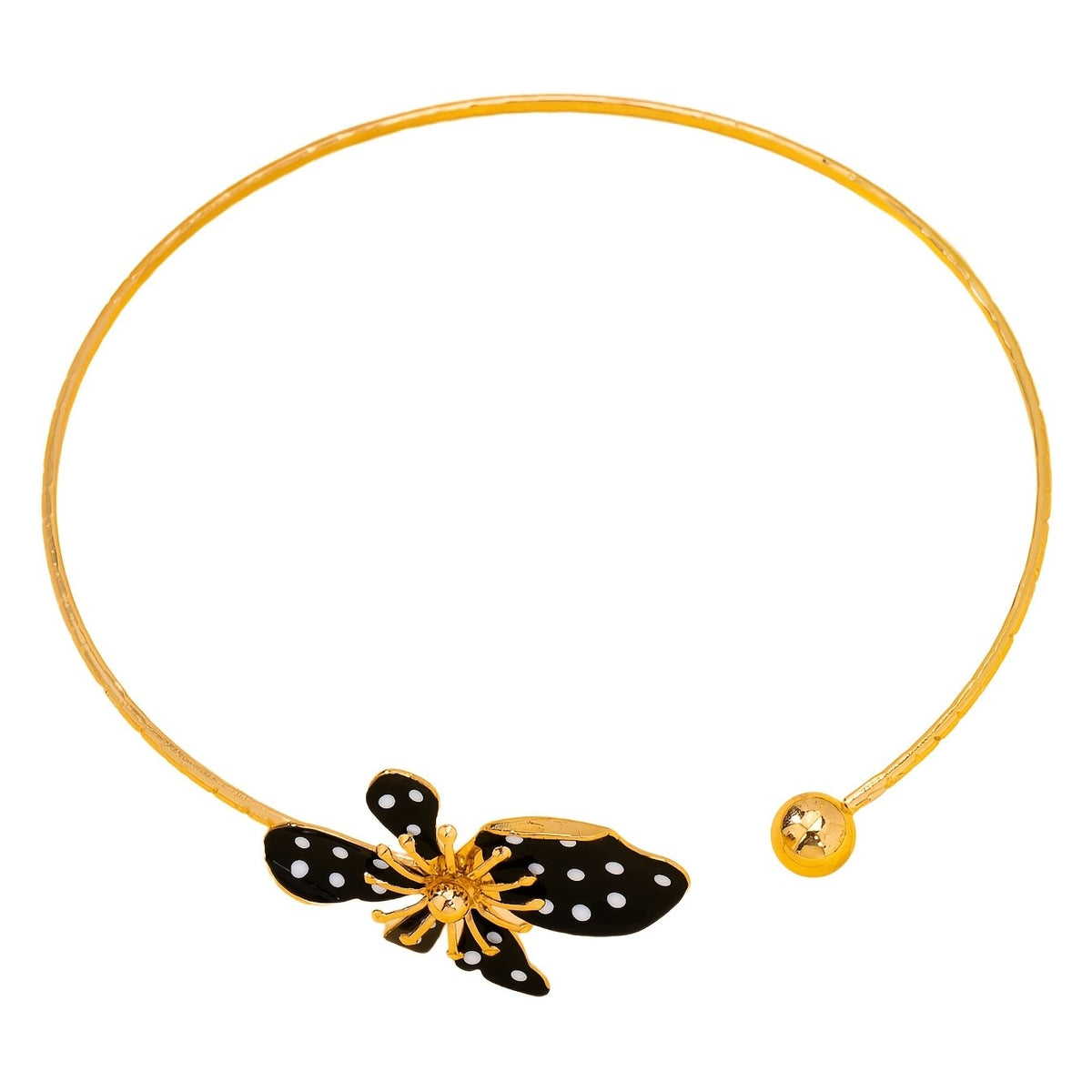 Elegant Black Polka Dot Flower Collar Necklace