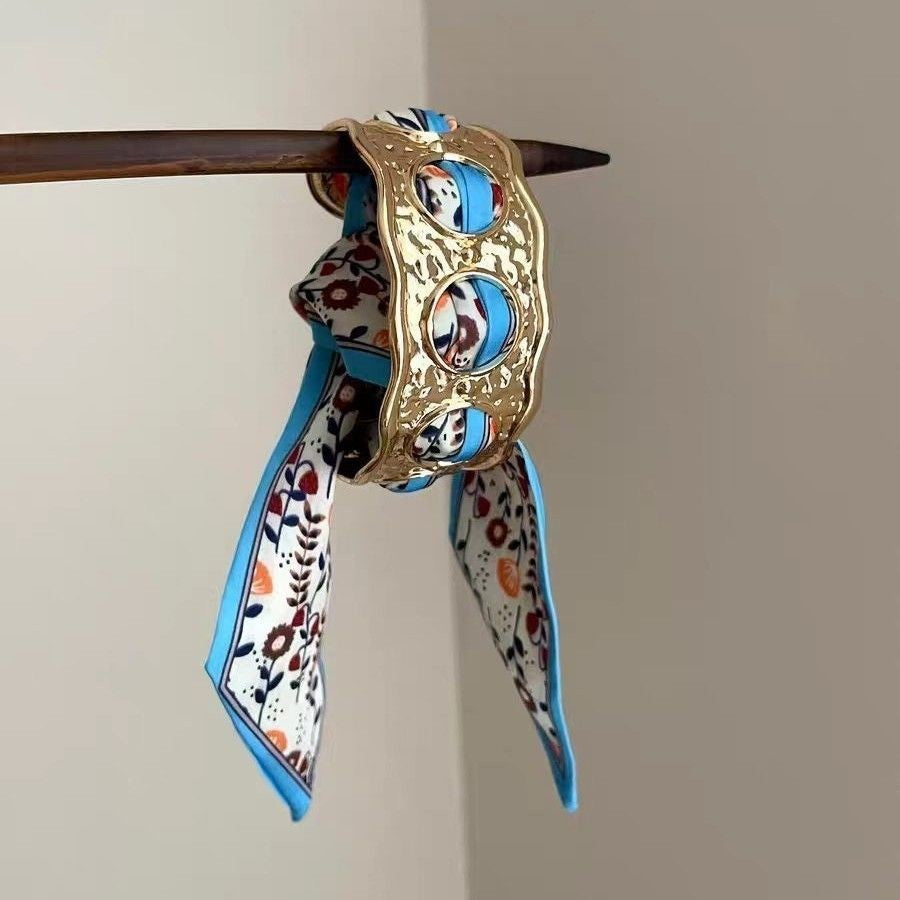 Boho Floral Scarf Cuff Bracelet