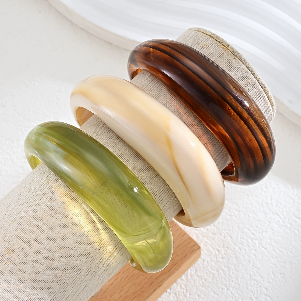 3pc Boho Vintage Resin Bangle Set