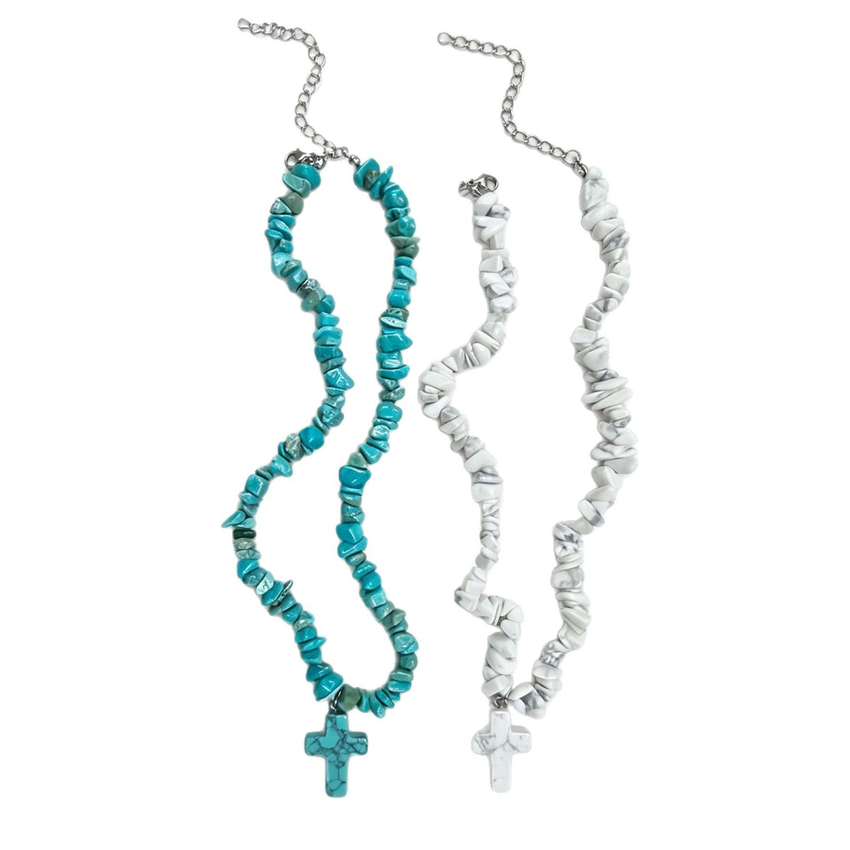Boho Turquoise Cross Beaded Necklace