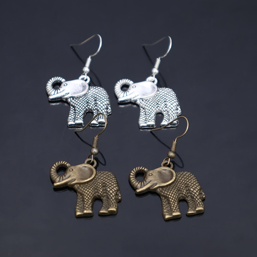 Vintage Boho Elephant Dangle Earrings