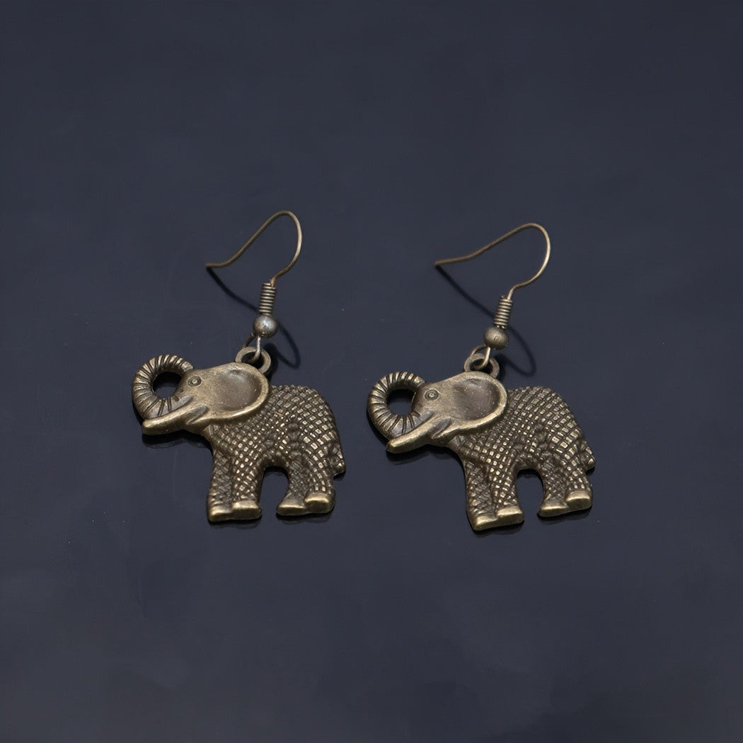 Vintage Boho Elephant Dangle Earrings