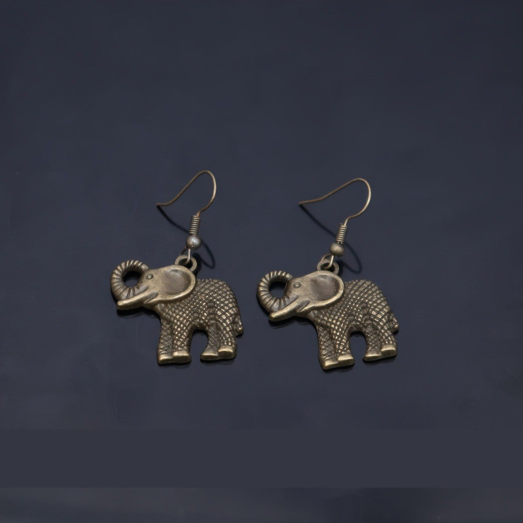 Vintage Boho Elephant Dangle Earrings