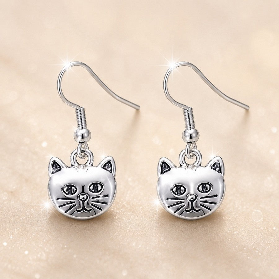 Dainty Cat Drop Earrings
