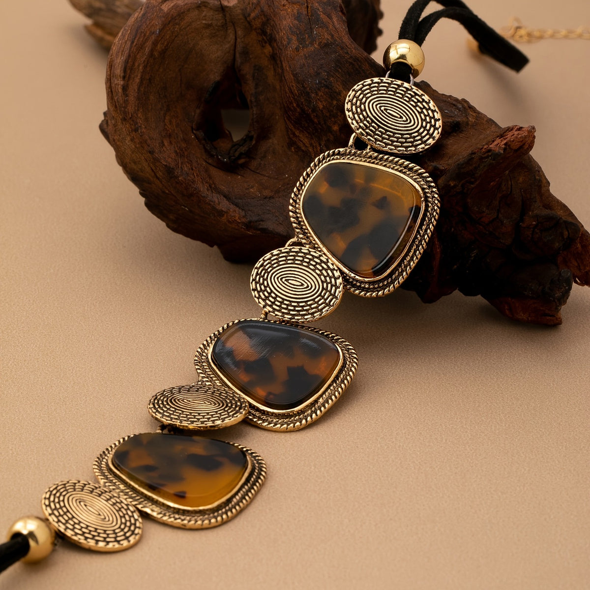 14k Boho Leopard Print Statement Necklace