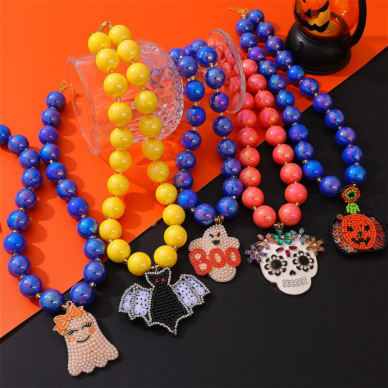 18k Boho Halloween Charm Beaded Necklace