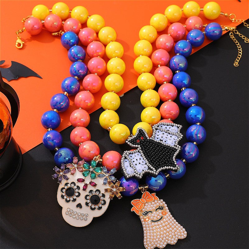 18k Boho Halloween Charm Beaded Necklace