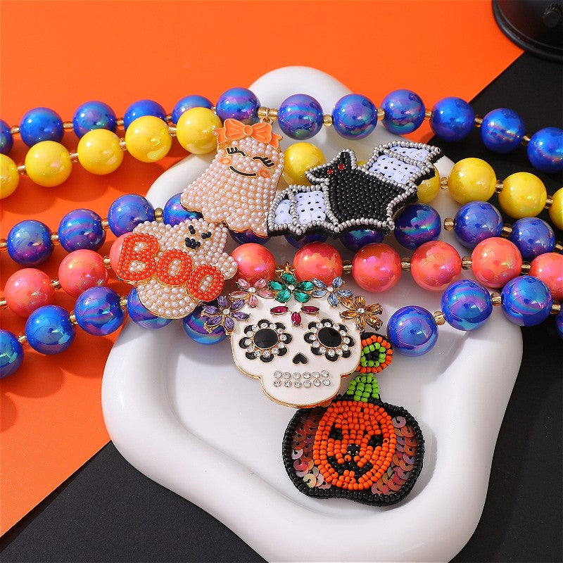 18k Boho Halloween Charm Beaded Necklace