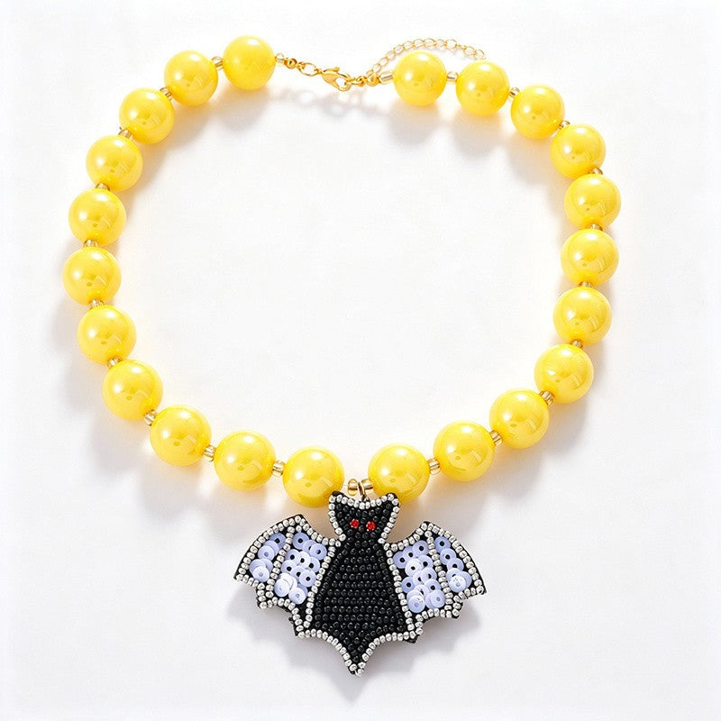 18k Boho Halloween Charm Beaded Necklace