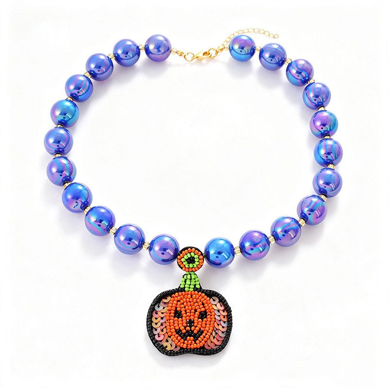 18k Boho Halloween Charm Beaded Necklace