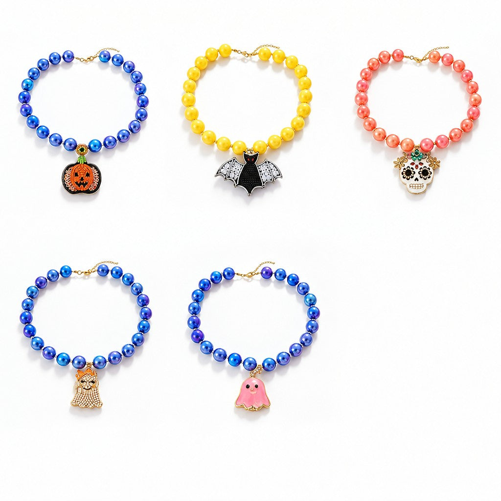 18k Boho Halloween Charm Beaded Necklace