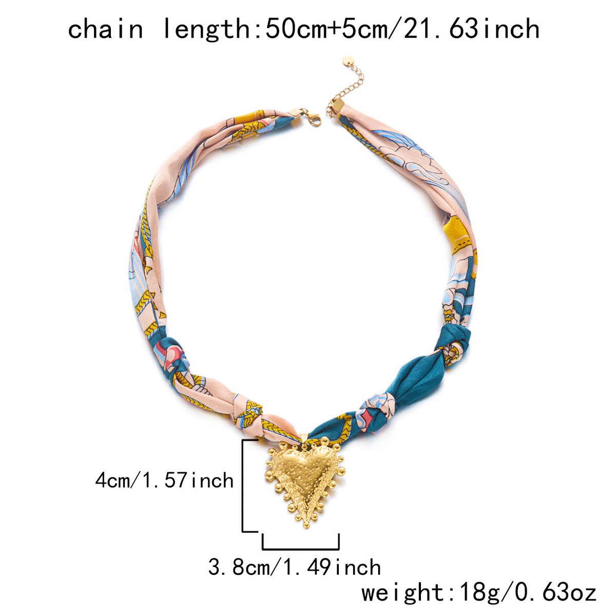Boho Floral Scarf Sun & Heart Necklace