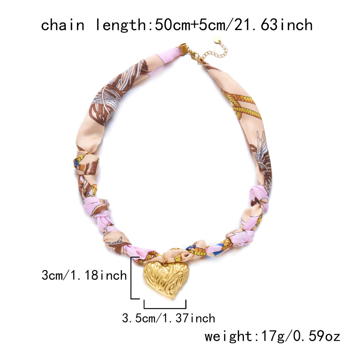 Boho Floral Scarf Sun & Heart Necklace