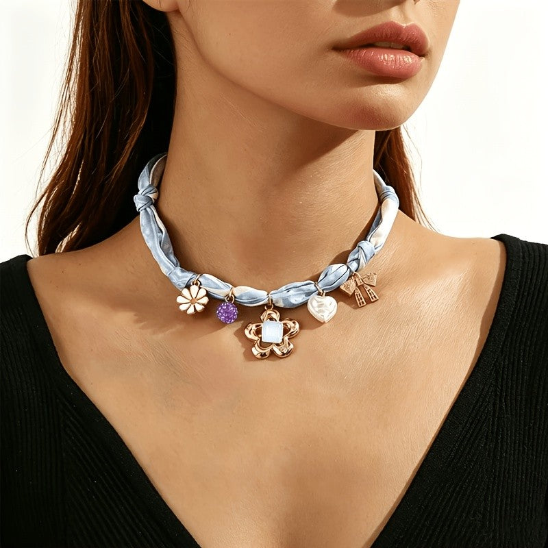 Dainty Floral Zircon Choker Necklace