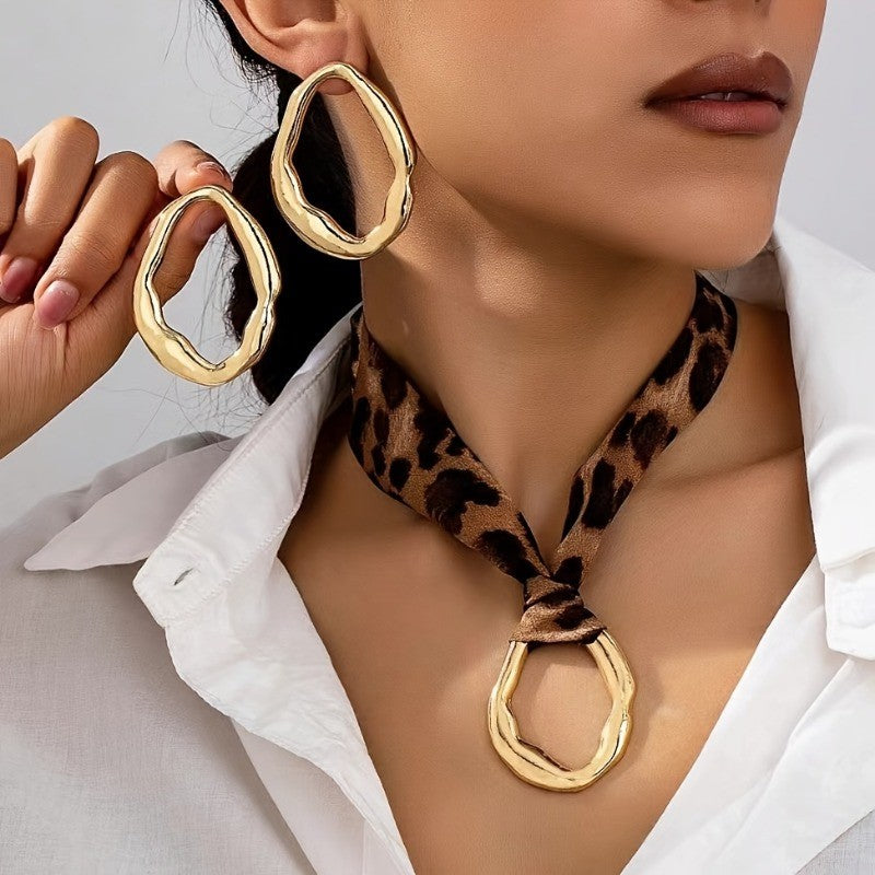 Boho Leopard Print Hoop Earring Set