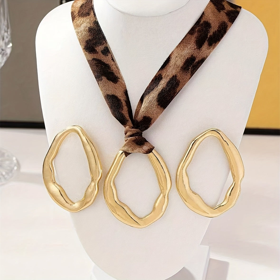 Boho Leopard Print Hoop Earring Set