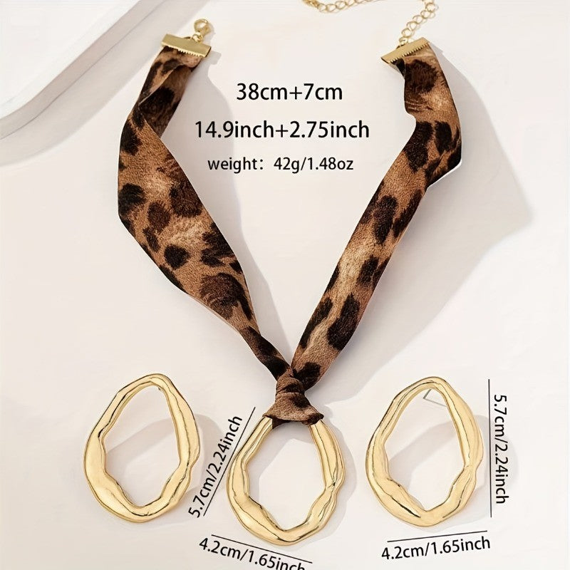 Boho Leopard Print Hoop Earring Set