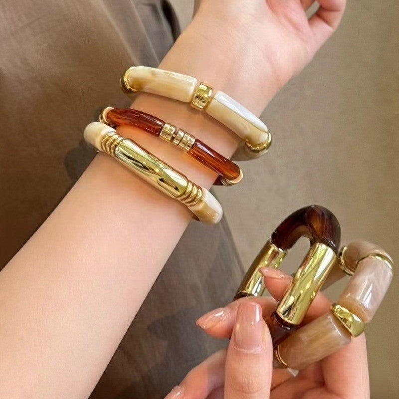 Classy Amber Tube Cuff Bracelet