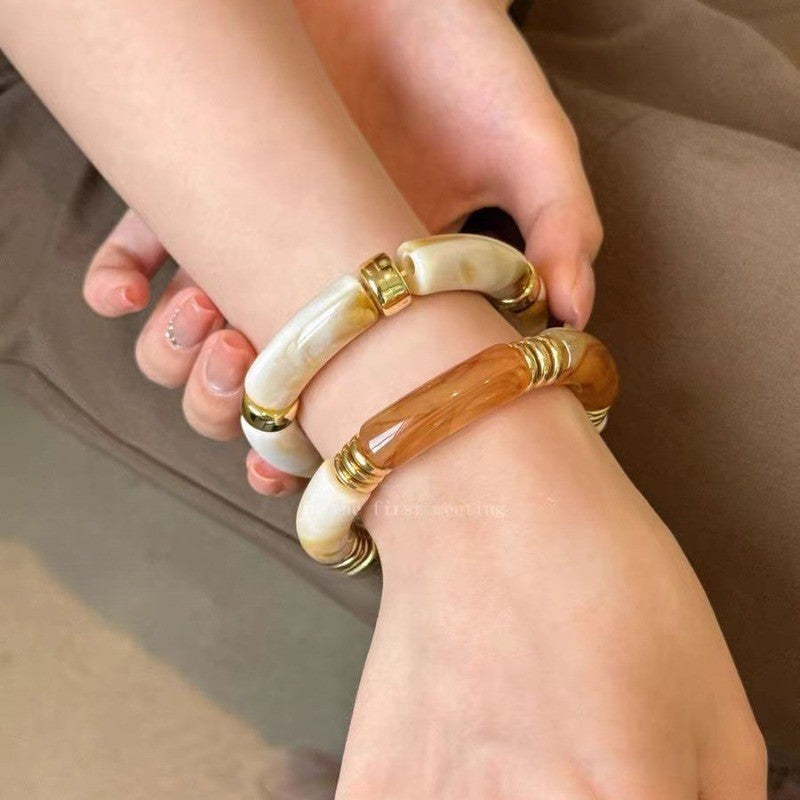Classy Amber Tube Cuff Bracelet