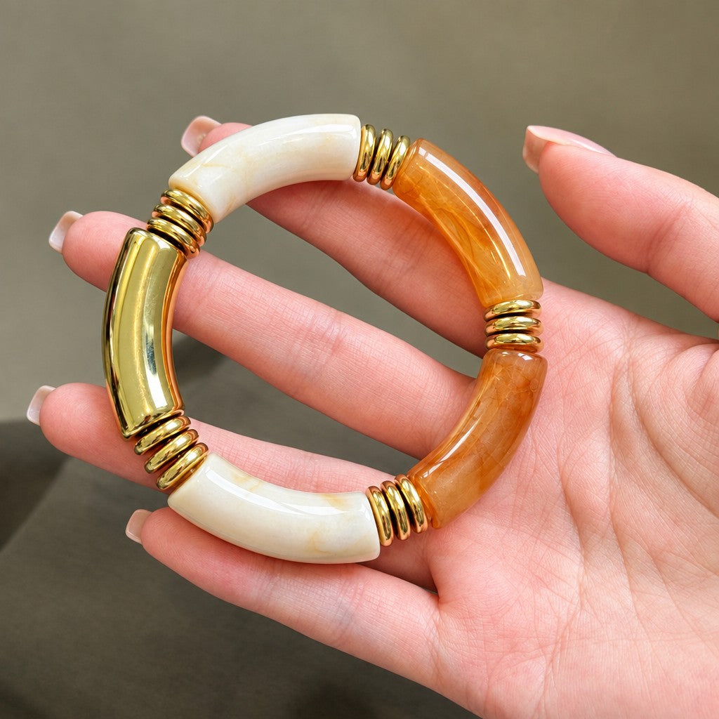 Classy Amber Tube Cuff Bracelet