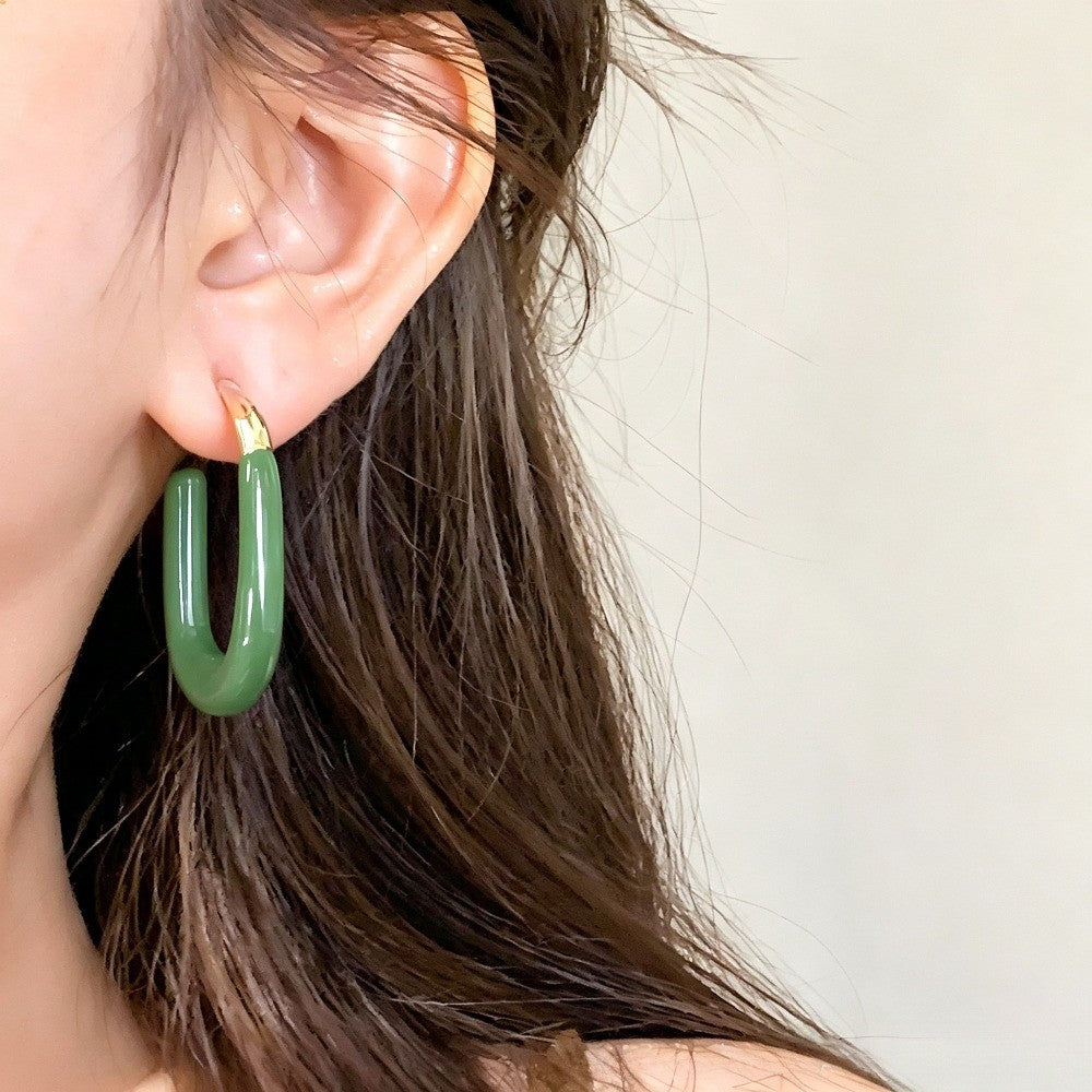 Classy Vintage Red U-Shaped Hoop Earrings