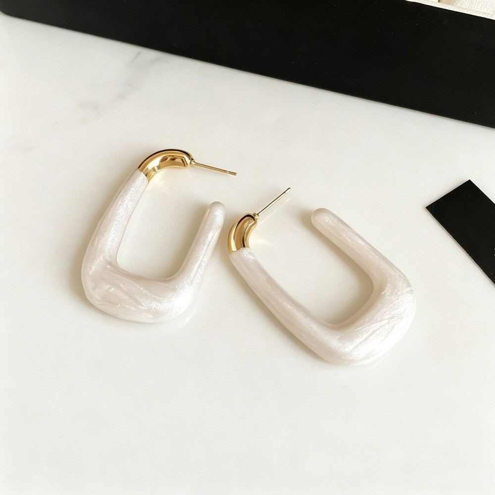 Classy Vintage Red U-Shaped Hoop Earrings