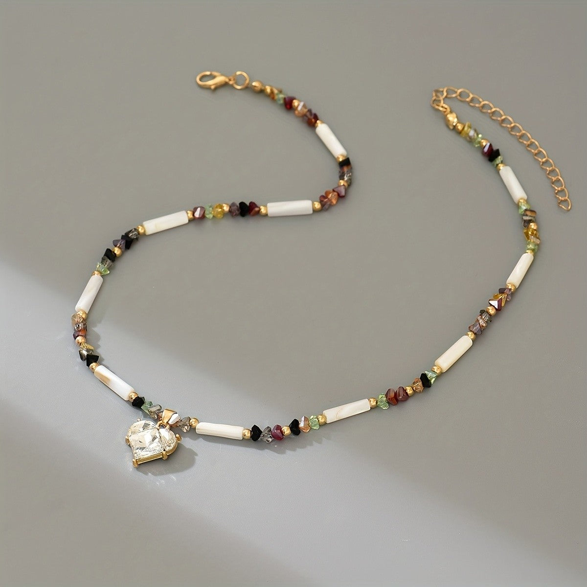 Boho Multicolor Heart Necklace