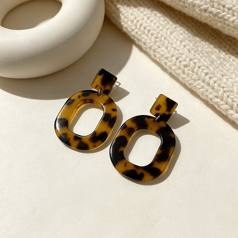 Vintage Tortoiseshell Geometric Drop Earrings