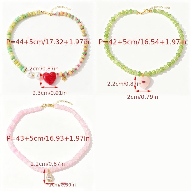18k Layered Heart & Pearl Bead Necklace